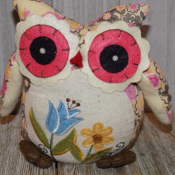 OWL FLORAL FLOWER HOME DECO STUFFED ANIMAL  * - Picture 1 of 9